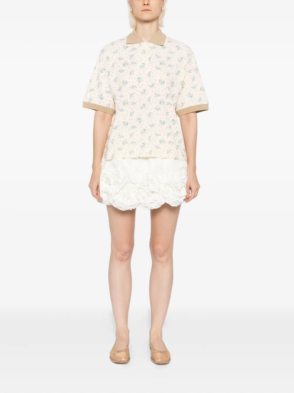 Ashley Williams Poloshirt met konijnenprint - Beige