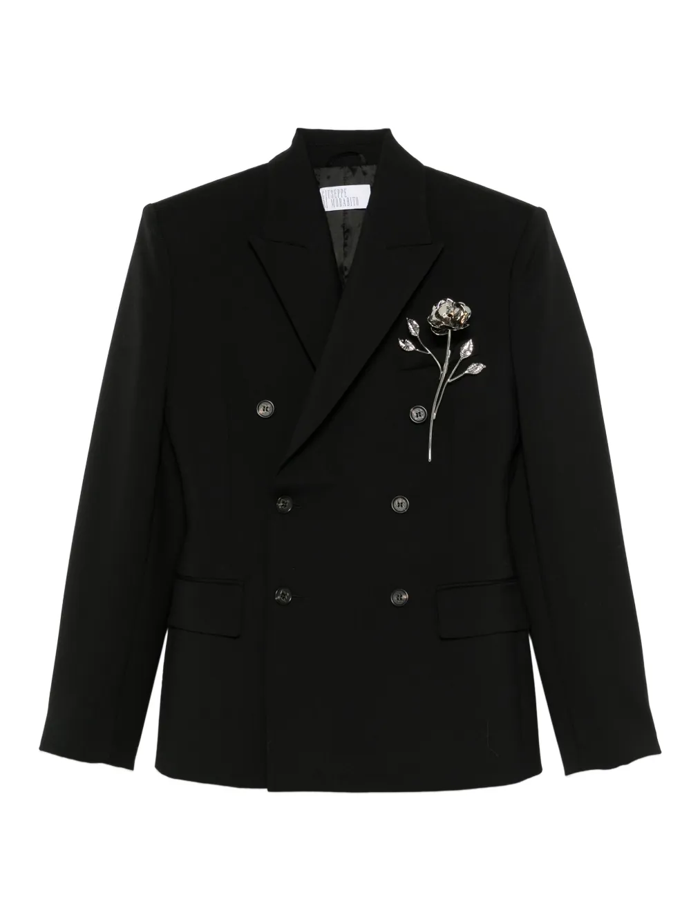 Giuseppe Di Morabito double-breasted floral-brooch blazer | Black | Image 1