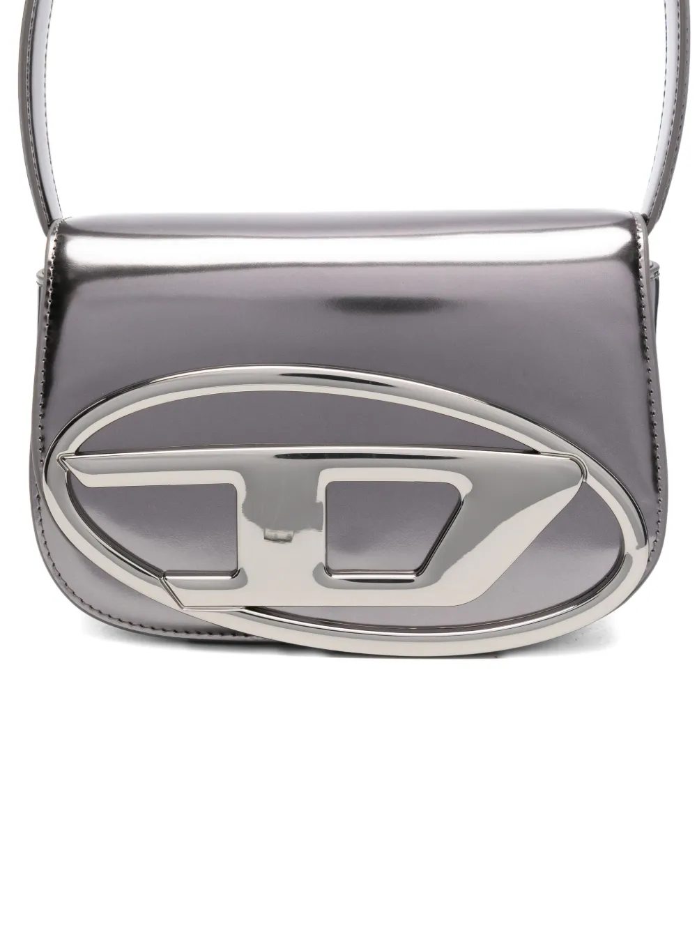 Diesel Handtas met metallic plakkaat en handgreep Grijs
