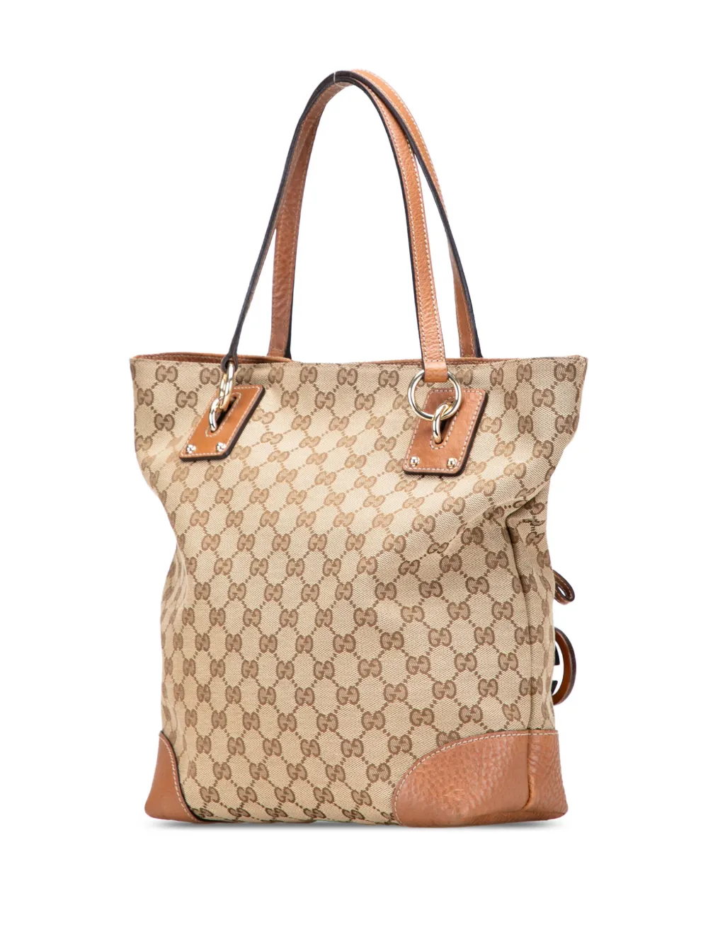 Pre-owned Gucci 2000-2015 Gg Canvas Gg Charm Tote Bag In Brown