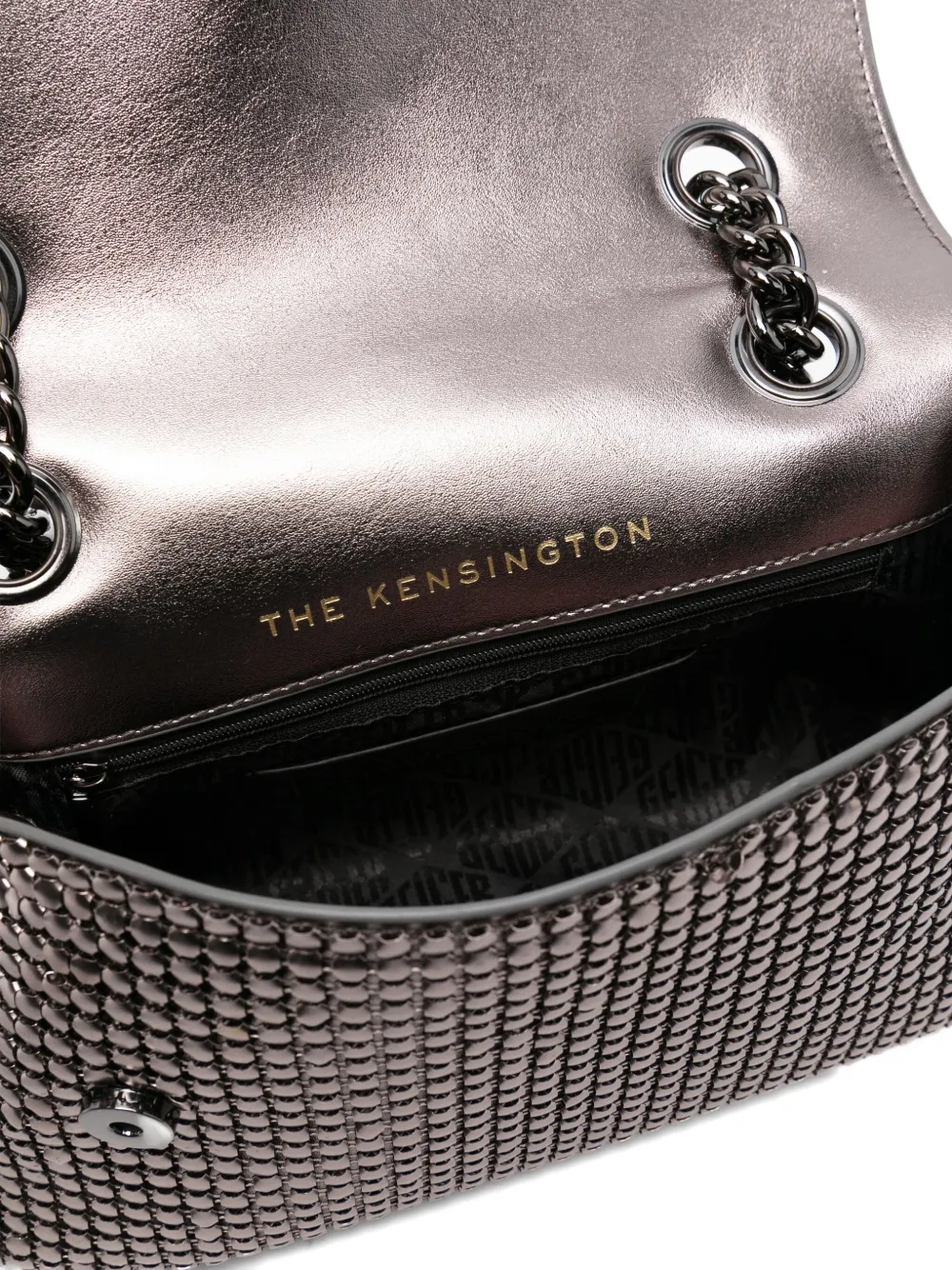 Kurt Geiger Kensington Chainmail Studded Cross Body Bag In Gray