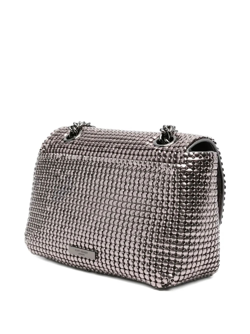 Kurt Geiger Kensington Chainmail Studded Cross Body Bag In Gray