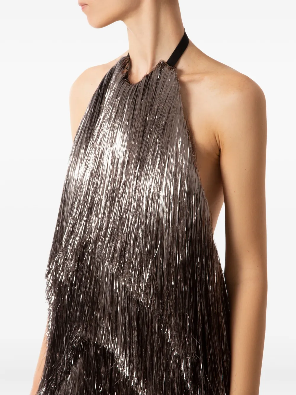 Aleksandre Akhalkatsishvili Maxi-jurk met franje Zilver