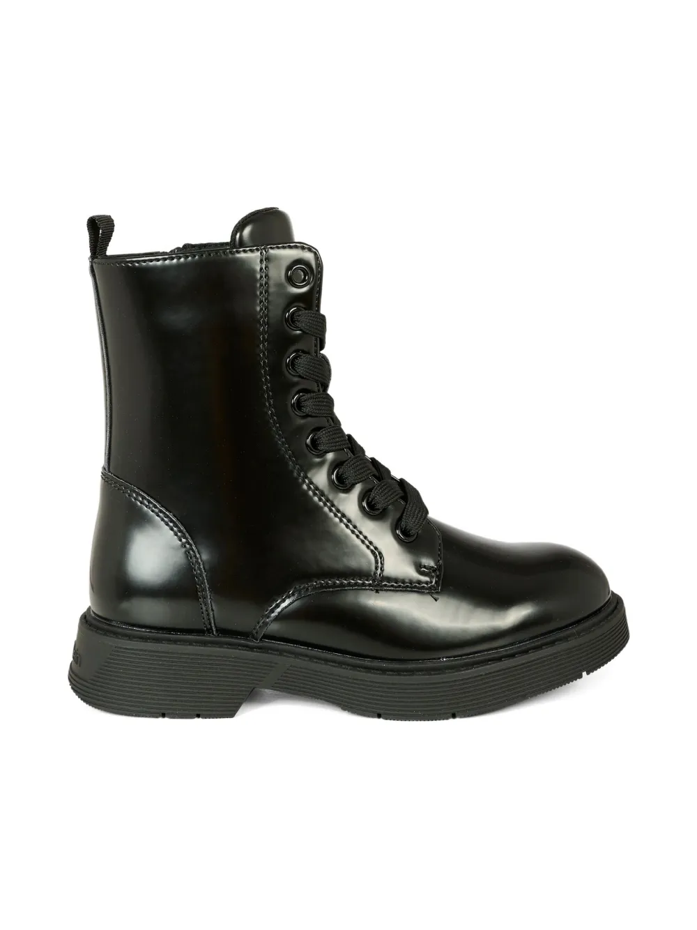 Calvin Klein Kids lace-up patent combat boots - Zwart