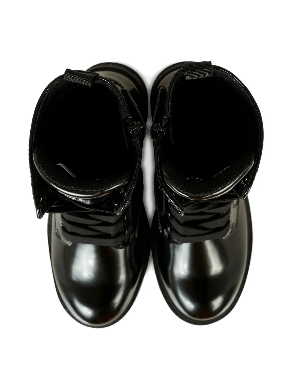 Calvin Klein Kids lace-up patent combat boots Black