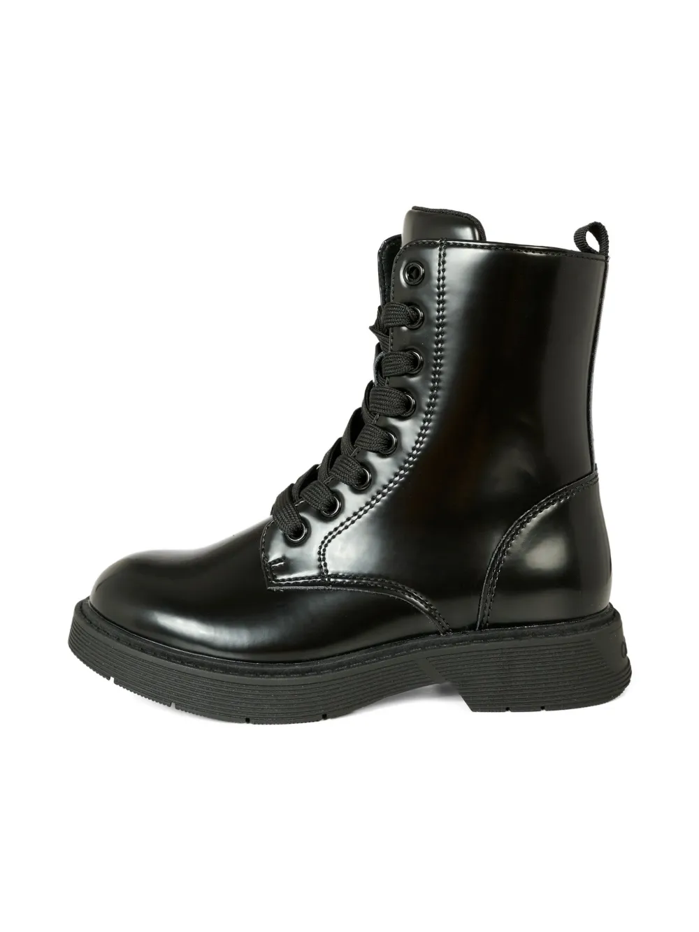 Calvin Klein Kids lace-up patent combat boots Black