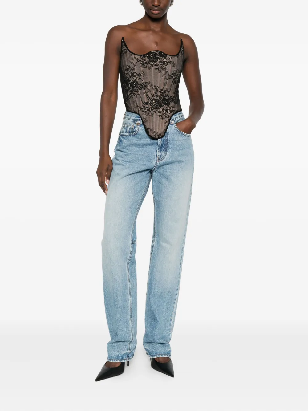 Giuseppe Di Morabito lace corset top - Zwart