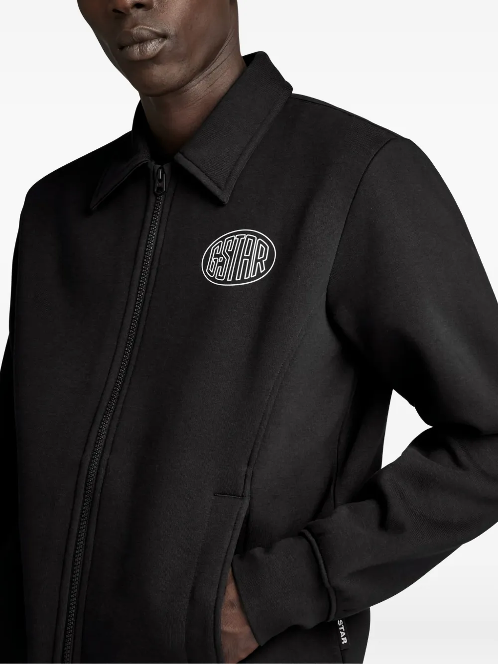 G-Star RAW logo-embroidered zip-up sweatshirt - Zwart