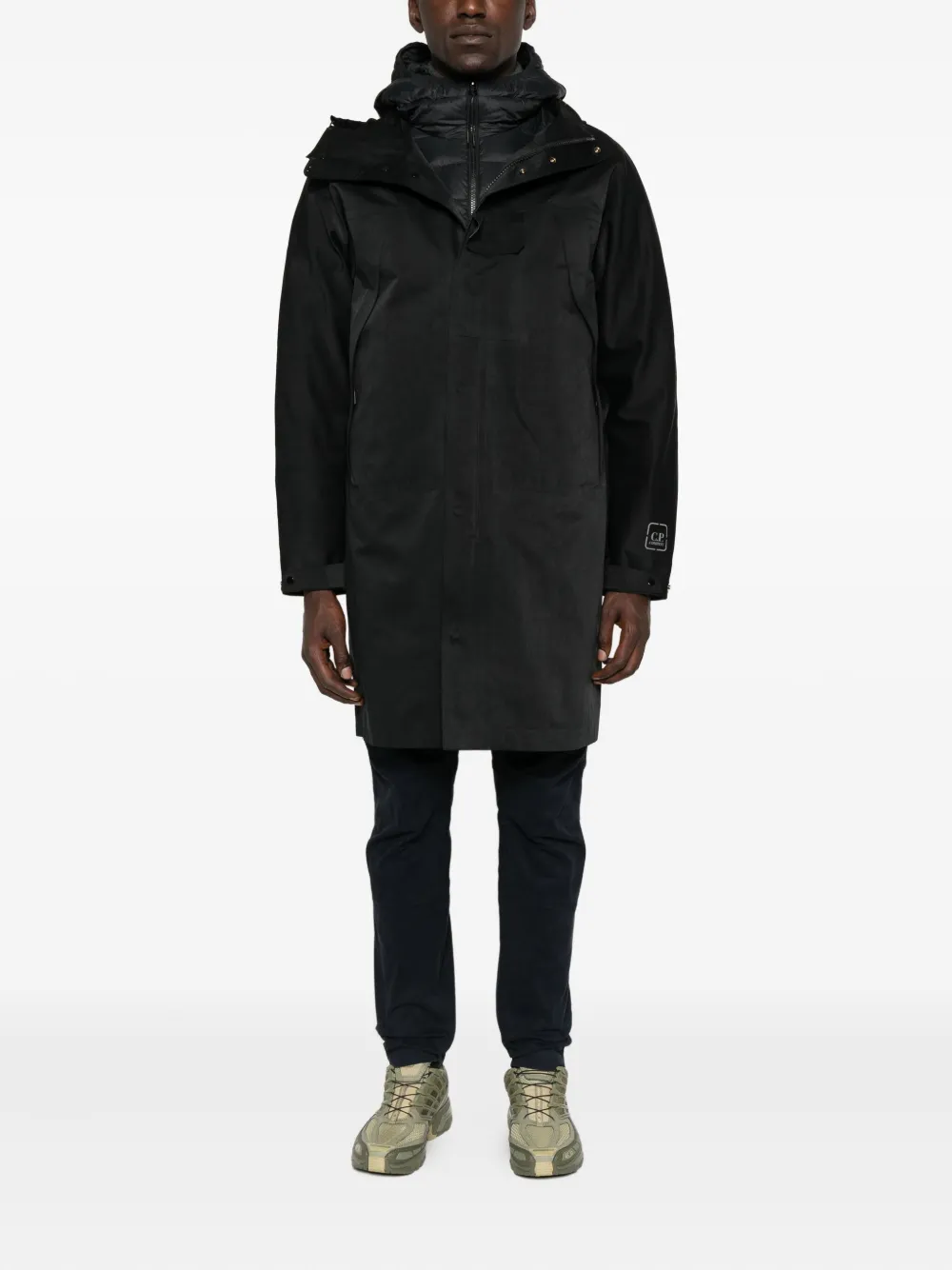 C.P. Company hooded panelled coat Zwart