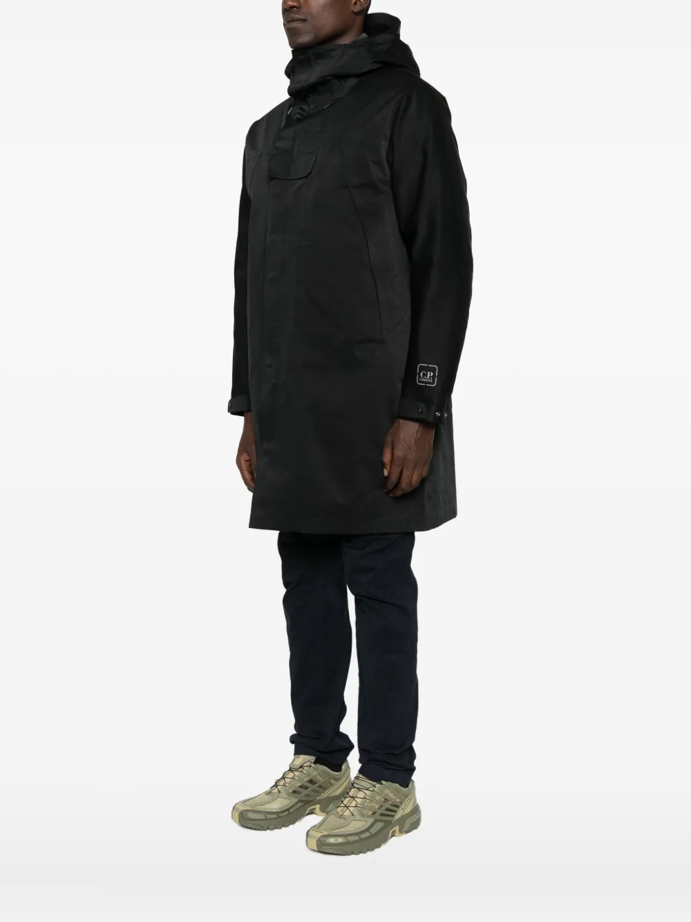C.P. Company hooded panelled coat Zwart