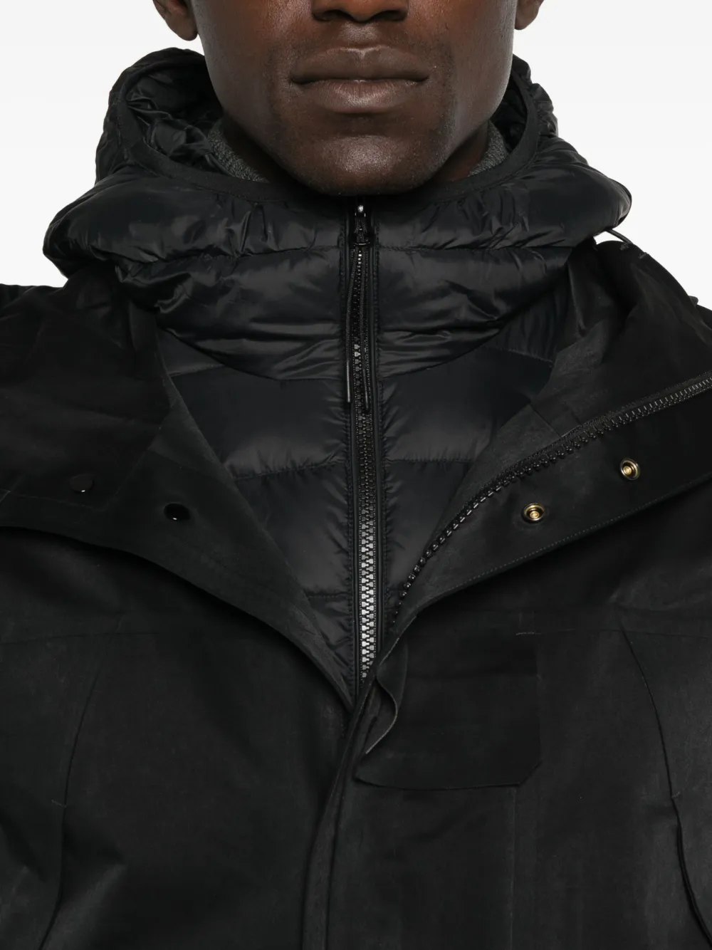C.P. Company hooded panelled coat Zwart