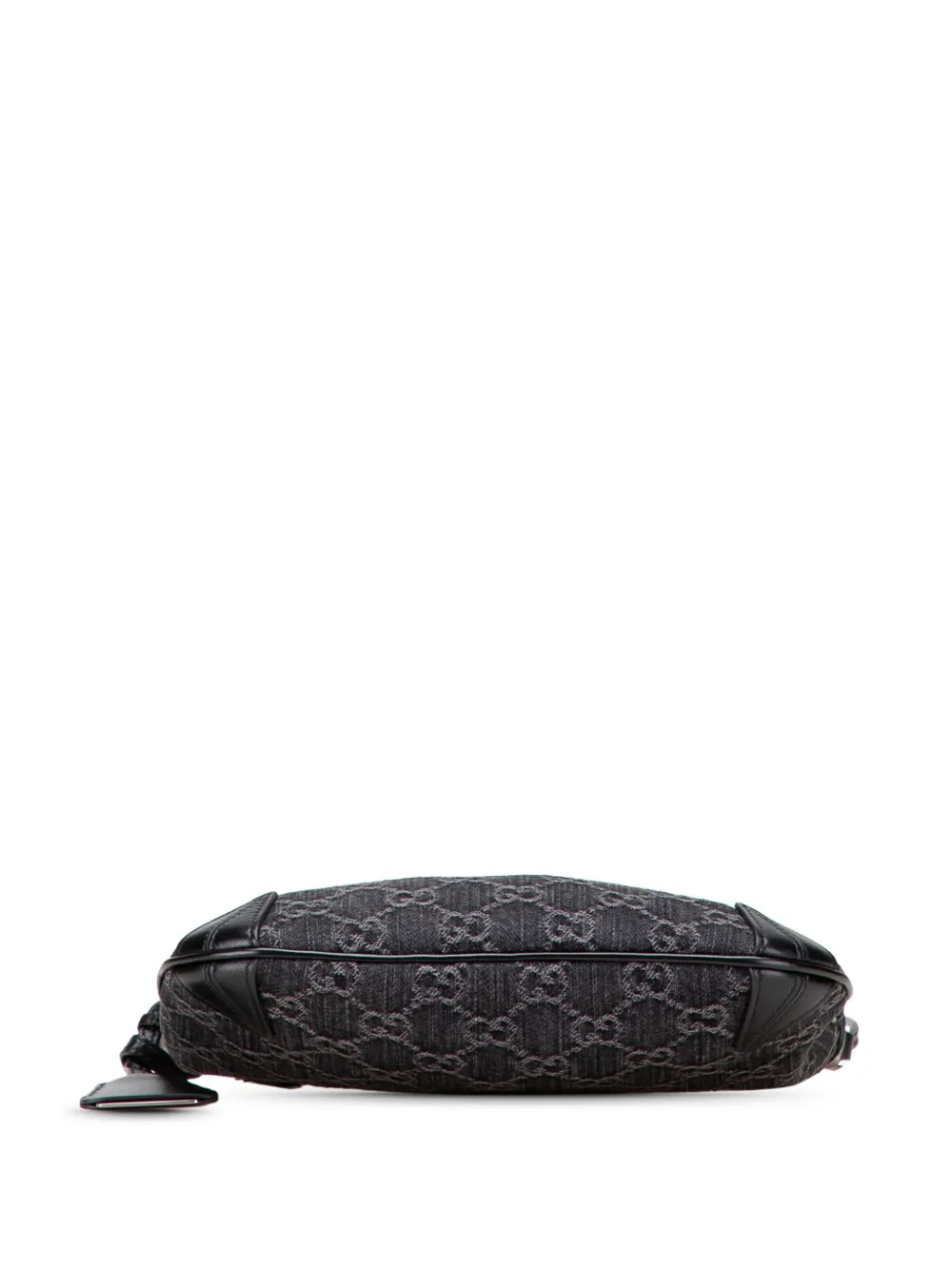 Pre-owned Gucci 2016-2025 Small Gg Denim Horsebit Slim Hobo Bag In Black