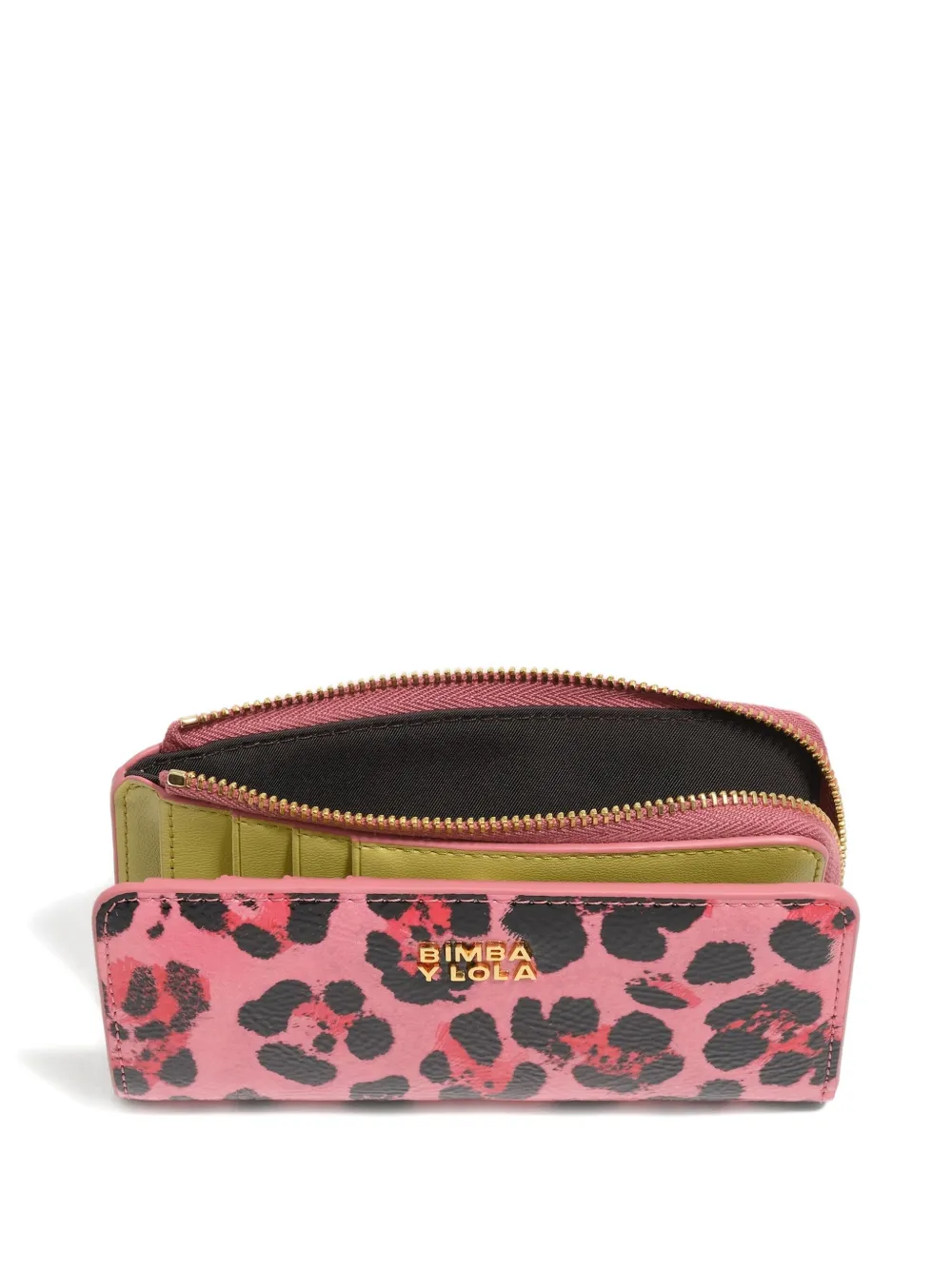 Bimba Y Lola Leopard-print Zipped Cardholder In Pink