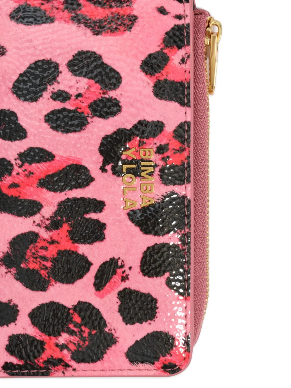 Bimba Y Lola Leopard-print Zipped Cardholder In Pink