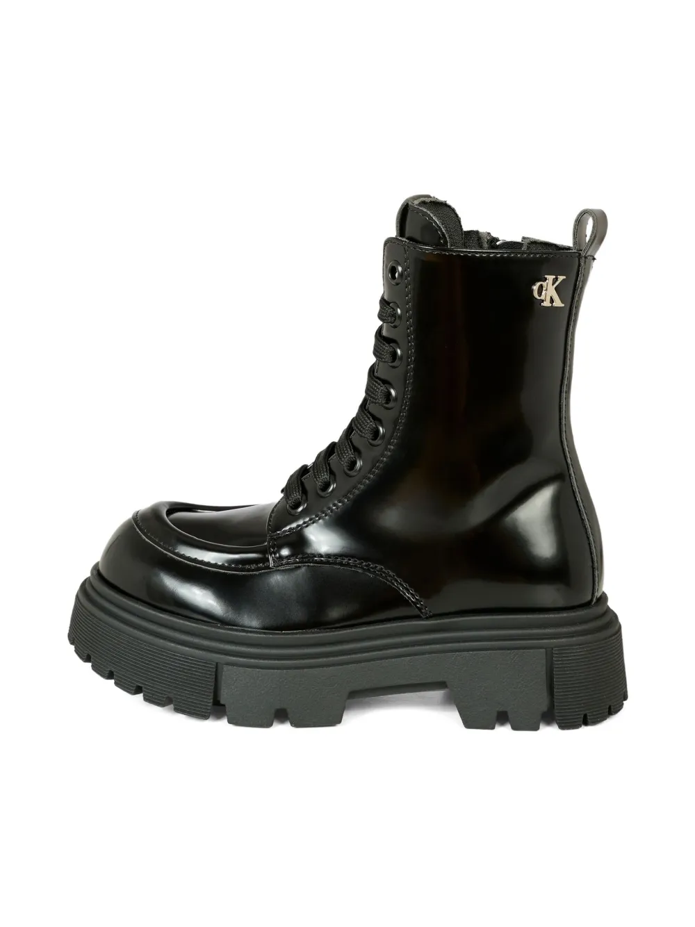 Calvin Klein Lace-up Platform Boots In Black