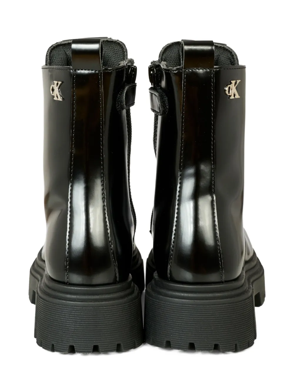 Calvin Klein Lace-up Platform Boots In Black