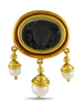 Elizabeth Locke 18K gold Medusa pearl brooch