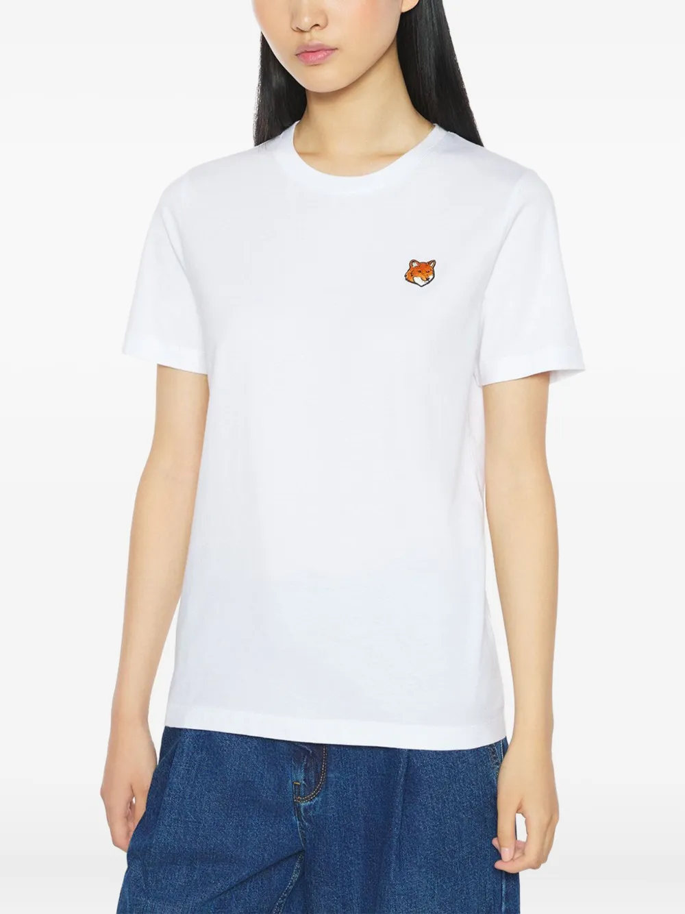 Maison Kitsuné Fox Head Patch Regular Tee Shirt In Gray