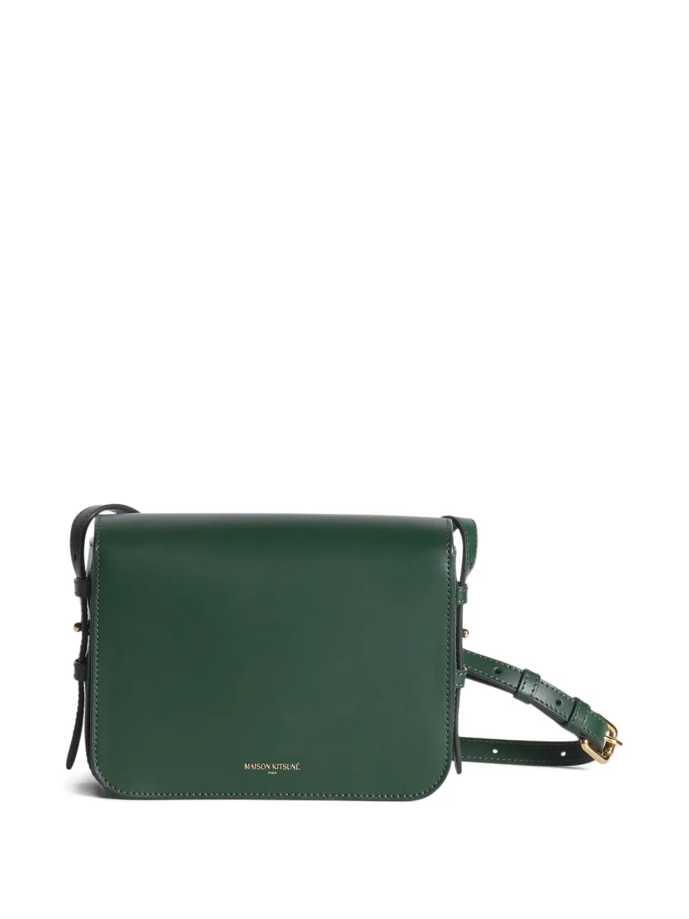 Maison Kitsuné fox-clasp leather cross body bag Groen