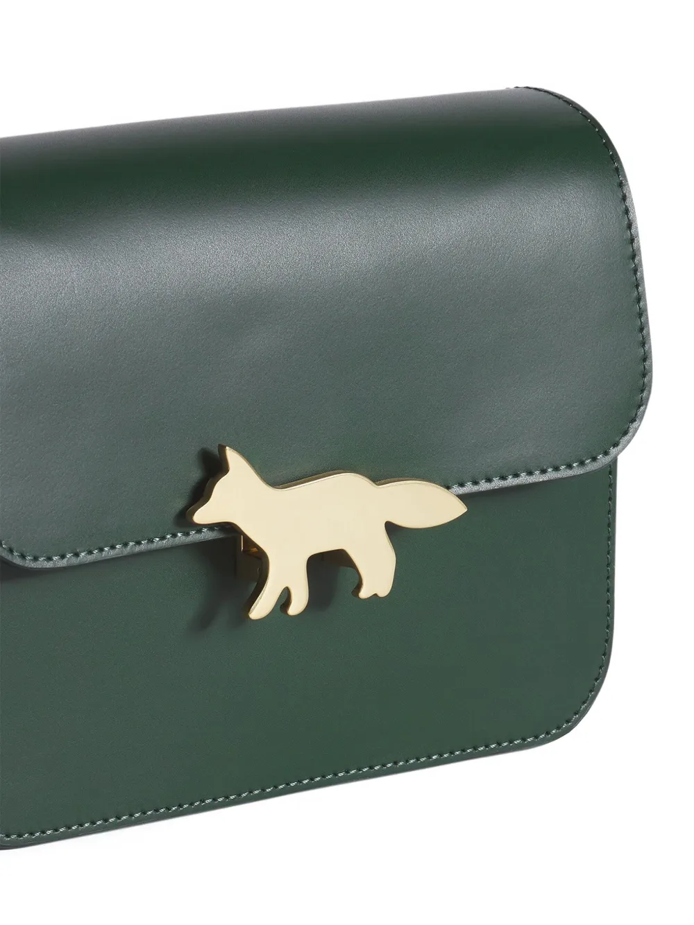 Maison Kitsuné fox-clasp leather cross body bag Groen