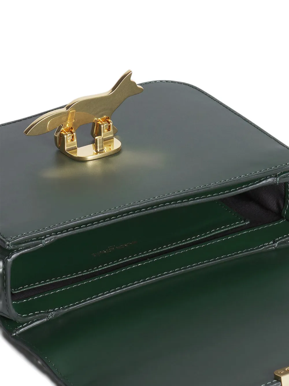 Maison Kitsuné fox-clasp leather cross body bag Groen