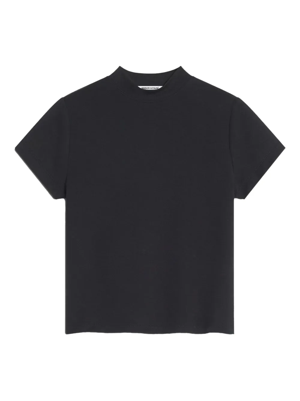 Maison Kitsuné Mock-neck Short-sleeve T-shirt In Black
