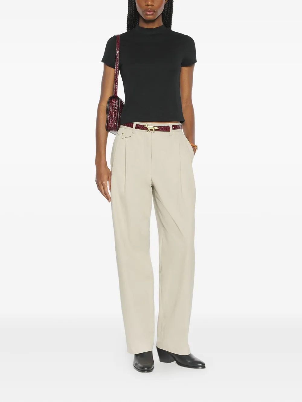 Maison Kitsuné mock-neck short-sleeve T-shirt Zwart