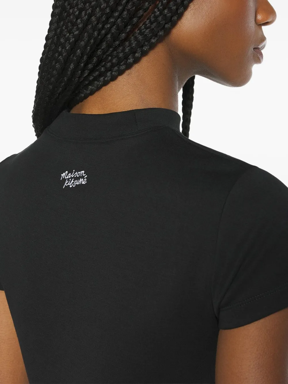 Maison Kitsuné mock-neck short-sleeve T-shirt Zwart
