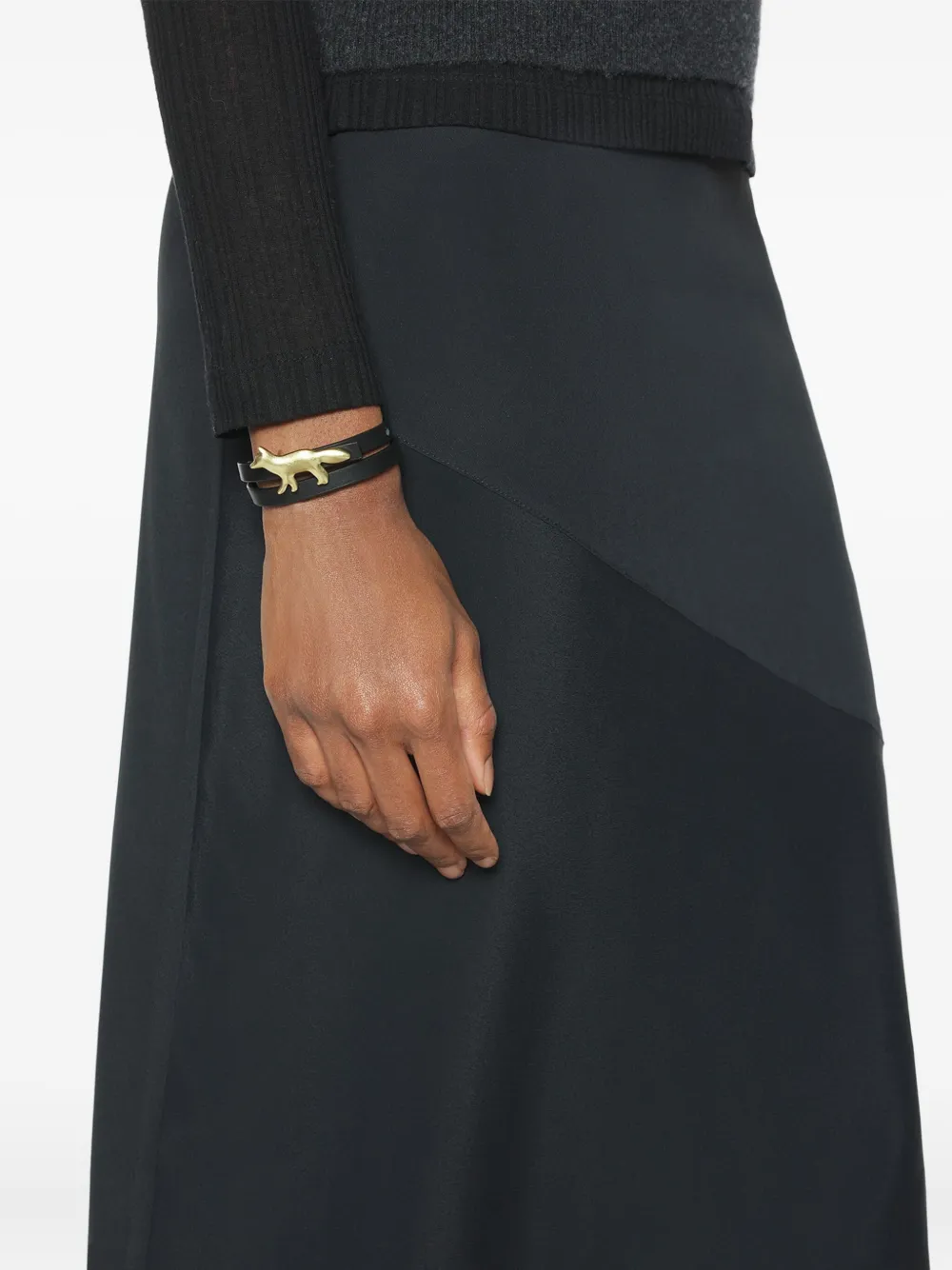 Maison Kitsuné Profile Fox leather bracelet - Zwart