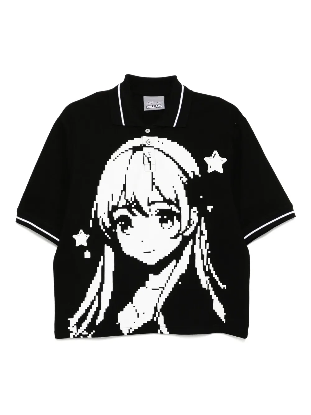 Ashley Williams manga-print polo shirt | Black | Image 1