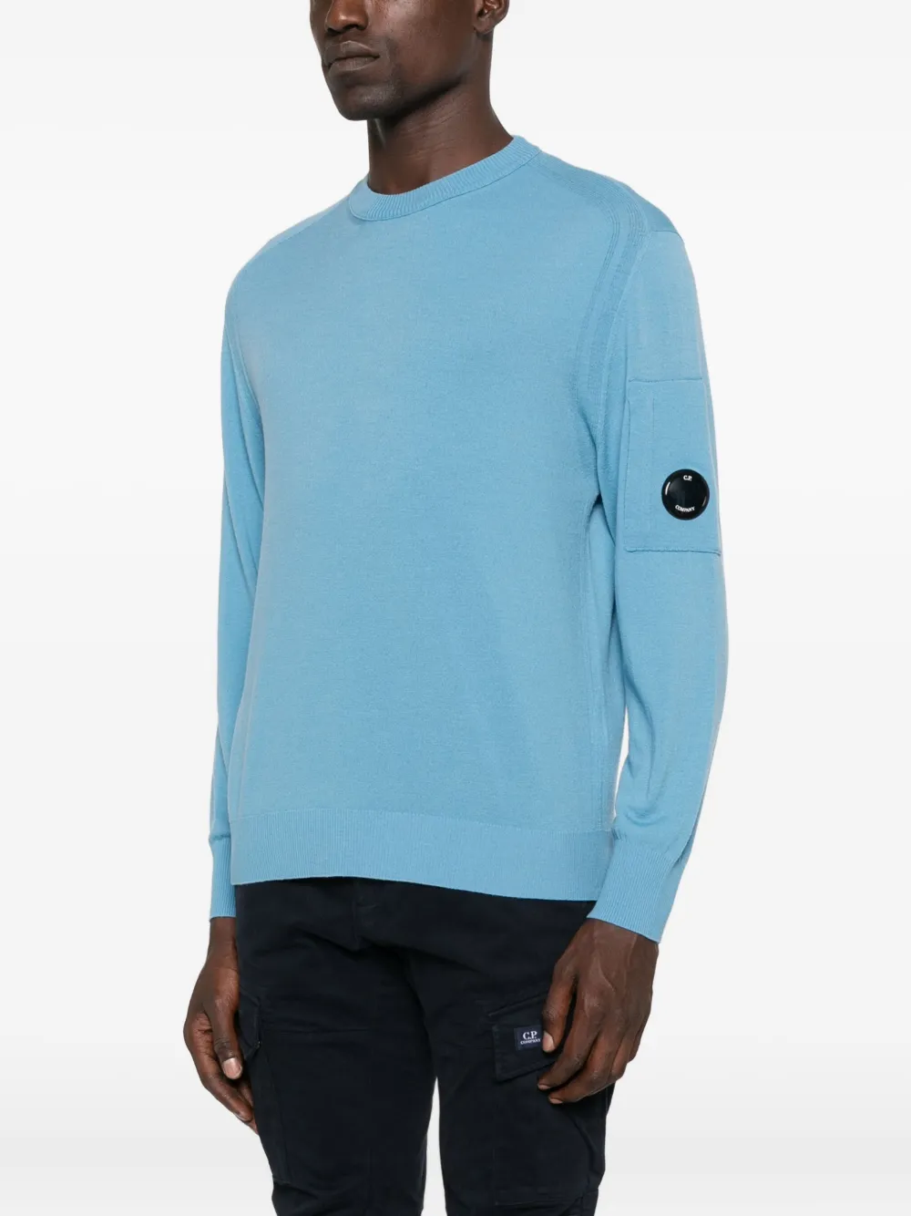 C.P. Company lens-detail wool sweater Blauw