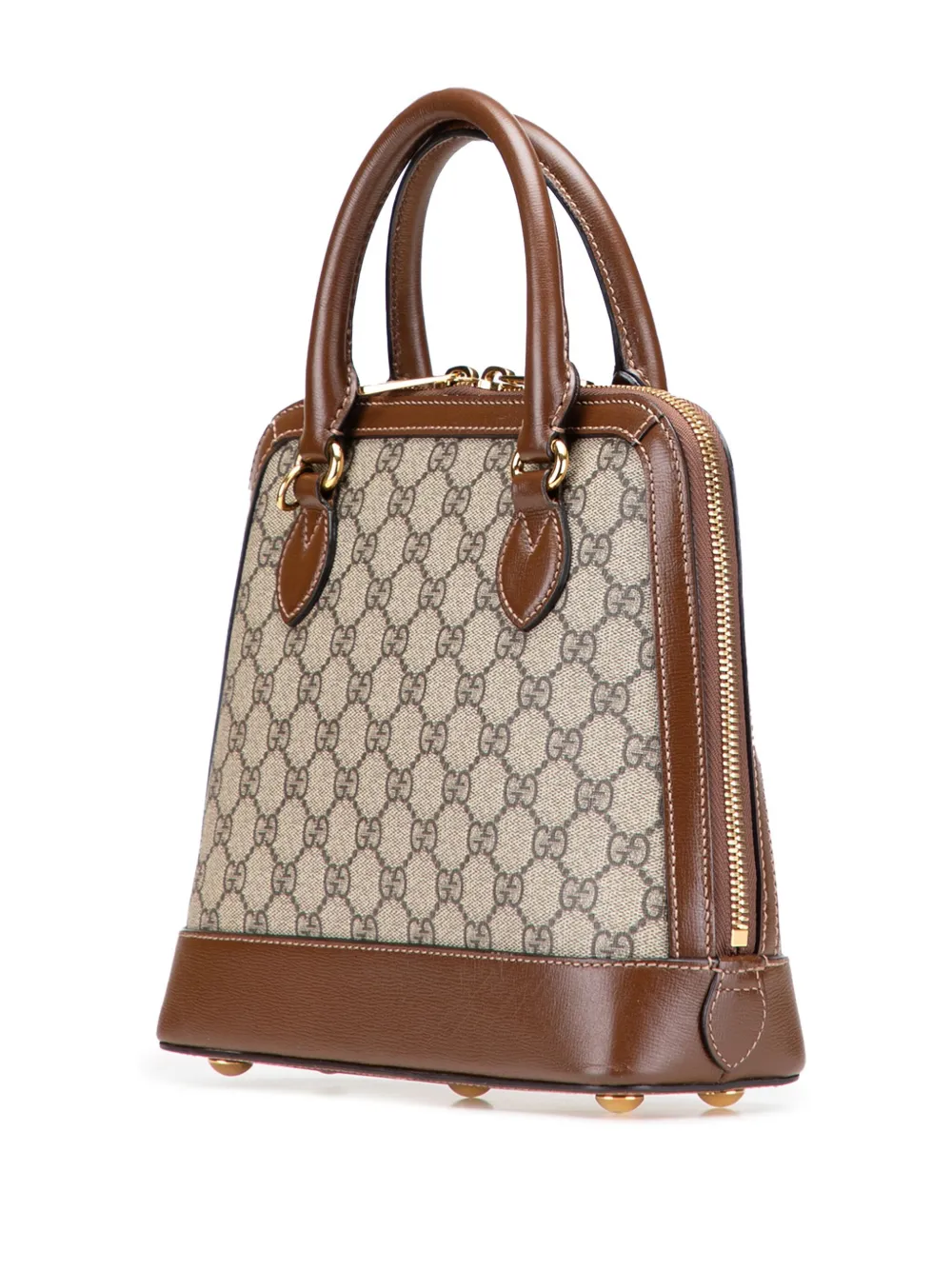 Pre-owned Gucci 2016-2025 Small Gg Supreme Horsebit 1955 Satchel In Brown