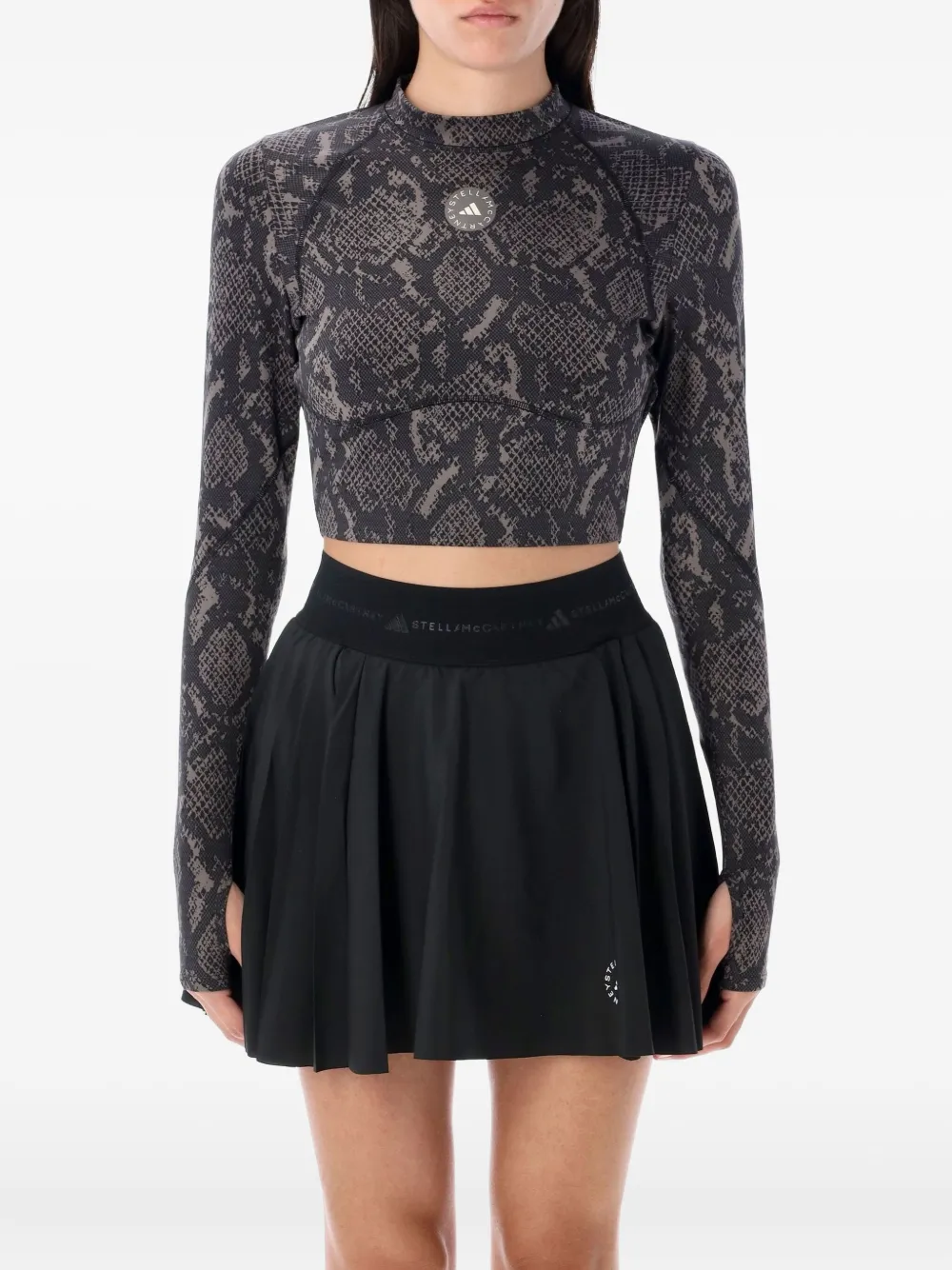 snake-print long-sleeve top
