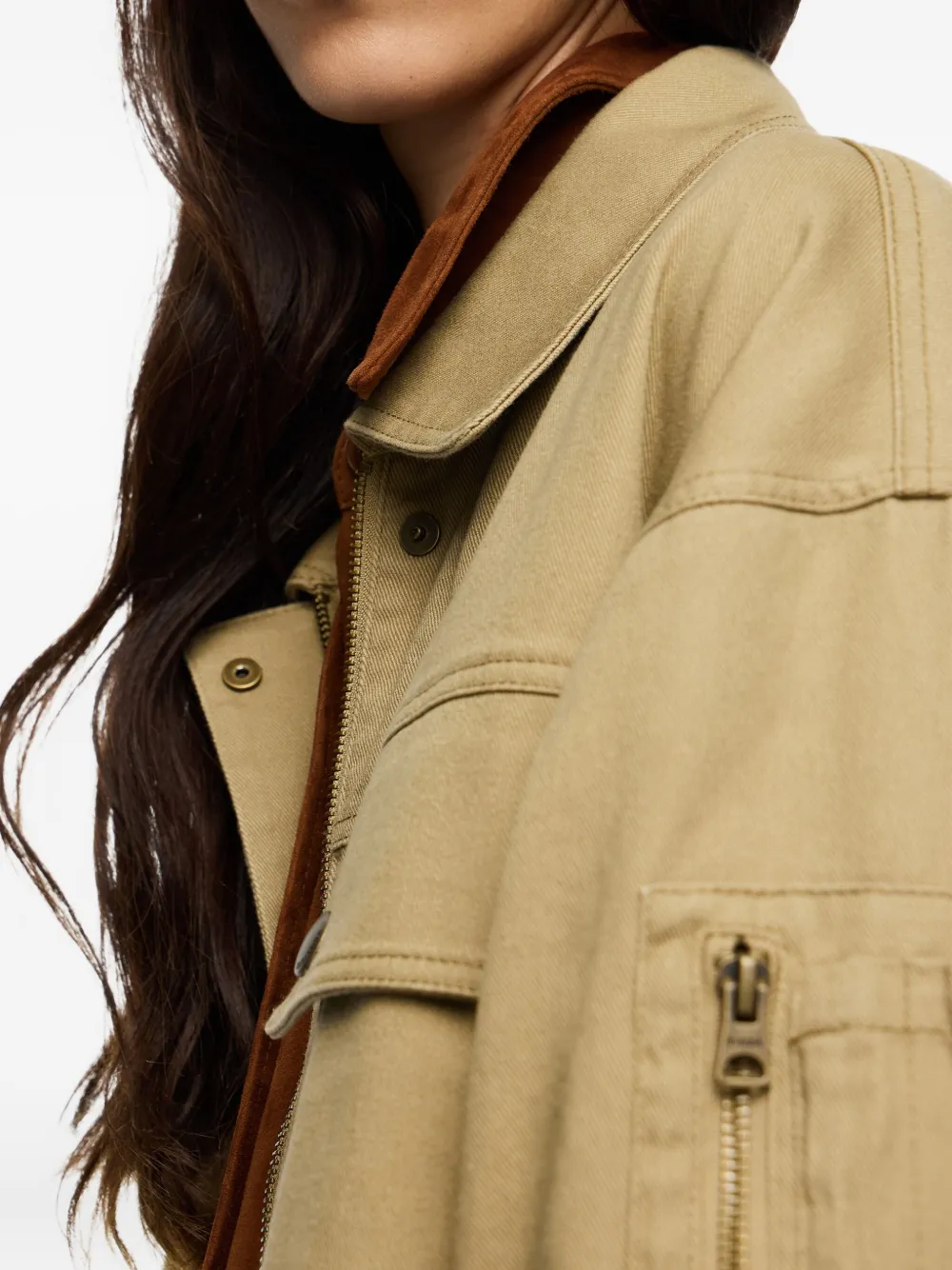 Bimba Y Lola Drawstring-waist Flap-pocket Jacket In Brown