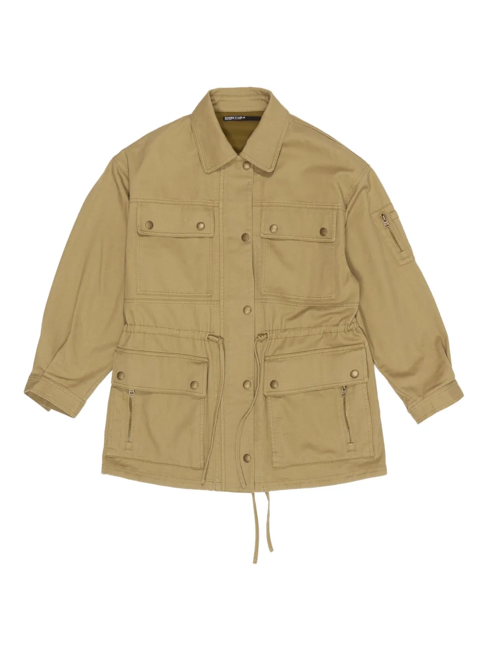 Bimba Y Lola Drawstring-waist Flap-pocket Jacket In Brown