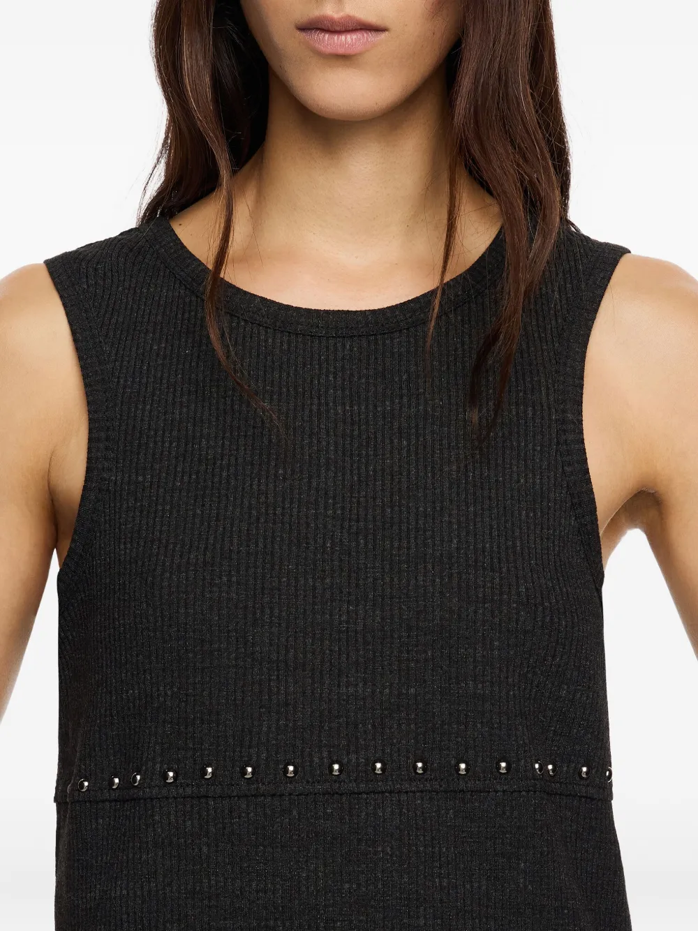 Bimba Y Lola Ribbed Studded Tank Top In Black