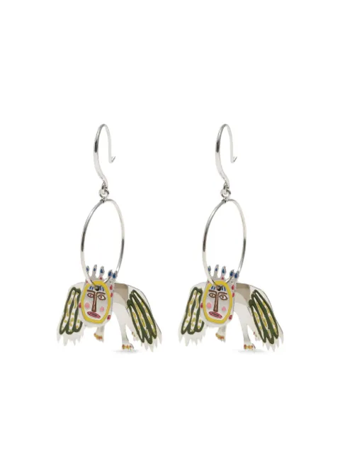 Bimba y Lola silver-tone mask hoop earrings