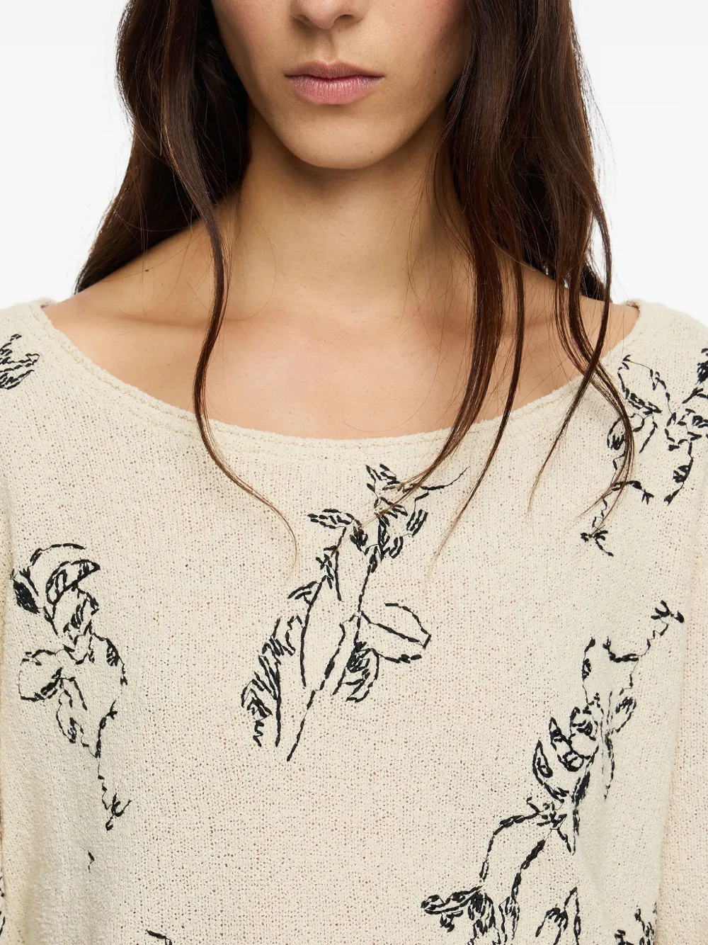 Bimba Y Lola Floral Notebook Sweater In Neutral