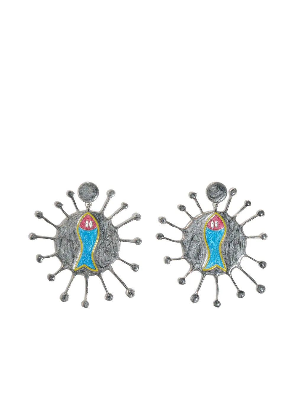 Bimba y Lola enamel fish earrings | Grey | Image 1