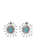 Bimba y Lola enamel fish earrings - Grey