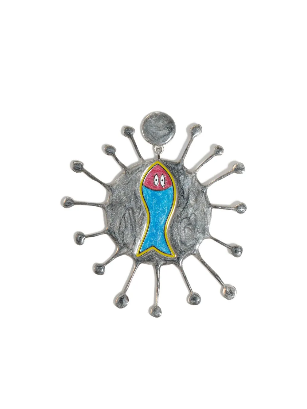 Bimba Y Lola Enamel Fish Earrings In Gray