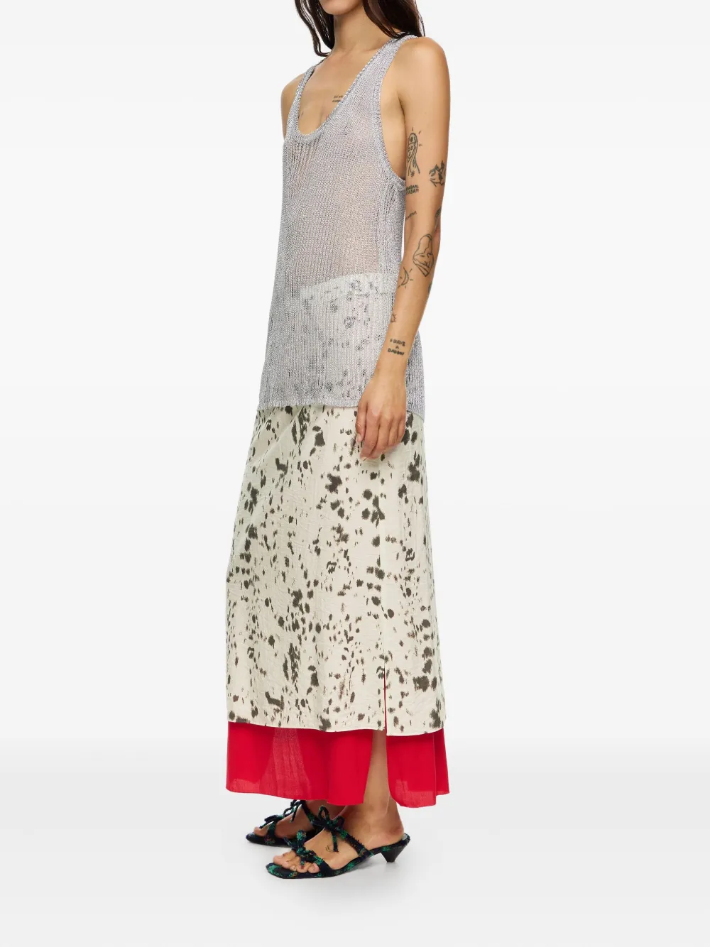 Bimba Y Lola Abstract-pattern Skirt In Neutral
