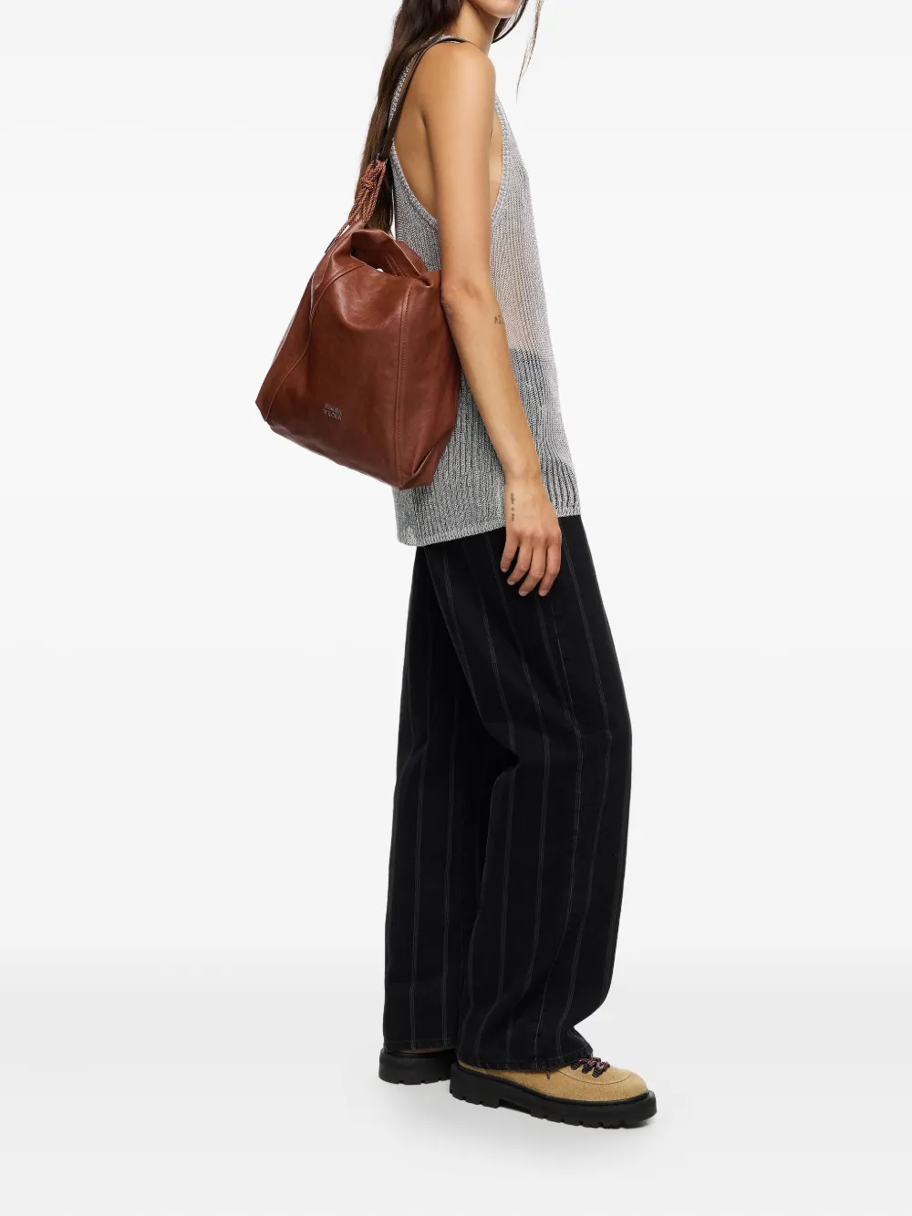 Bimba y Lola Medium Paper leren schoudertas - Bruin
