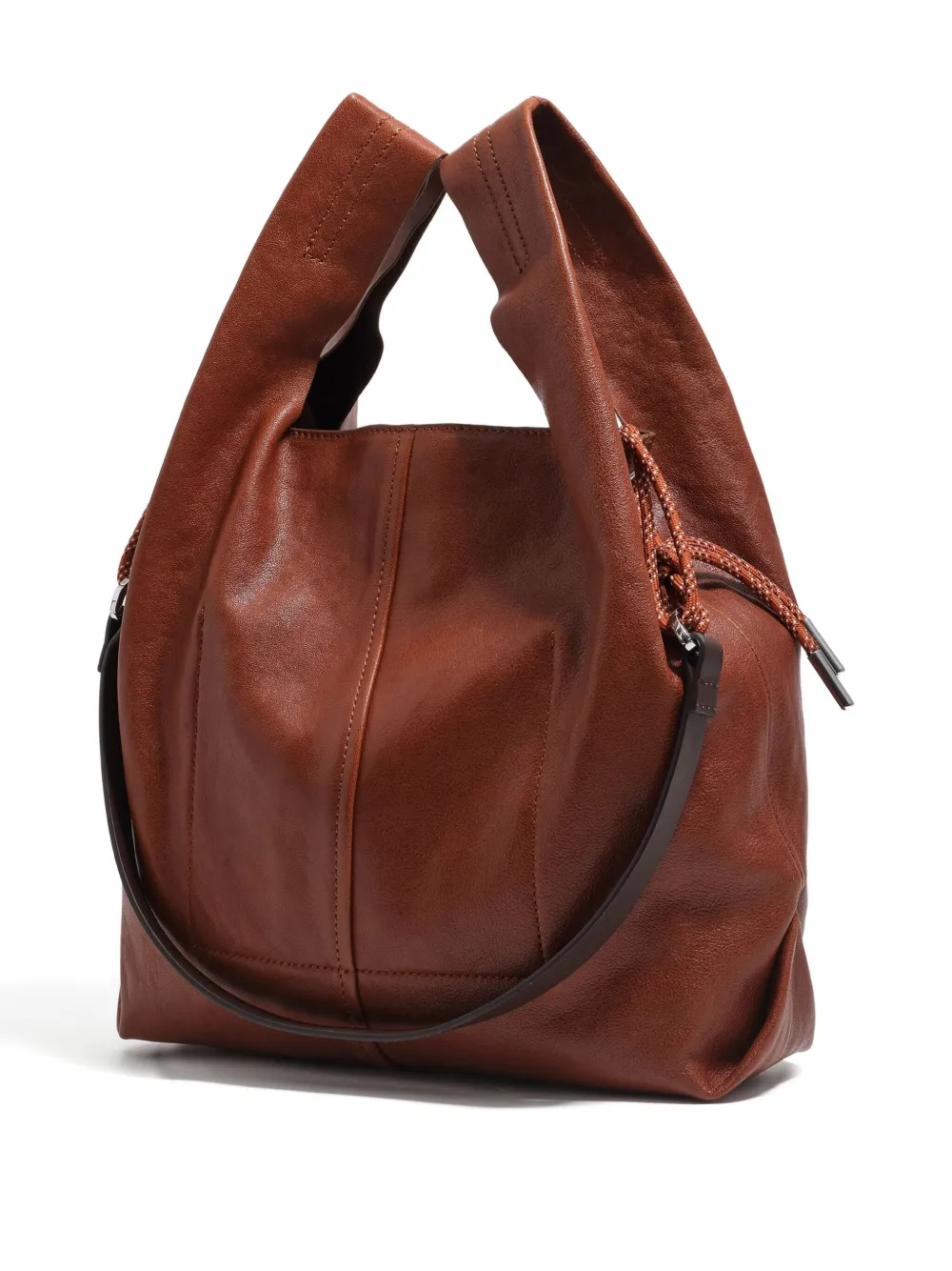 Bimba Y Lola Medium Paper Leather Shoulder Bag In Brown