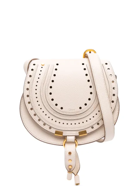 Chloé Pre-Owned 2024 Small Perforated Grained Calfskin Marcie Saddle crossbody bag