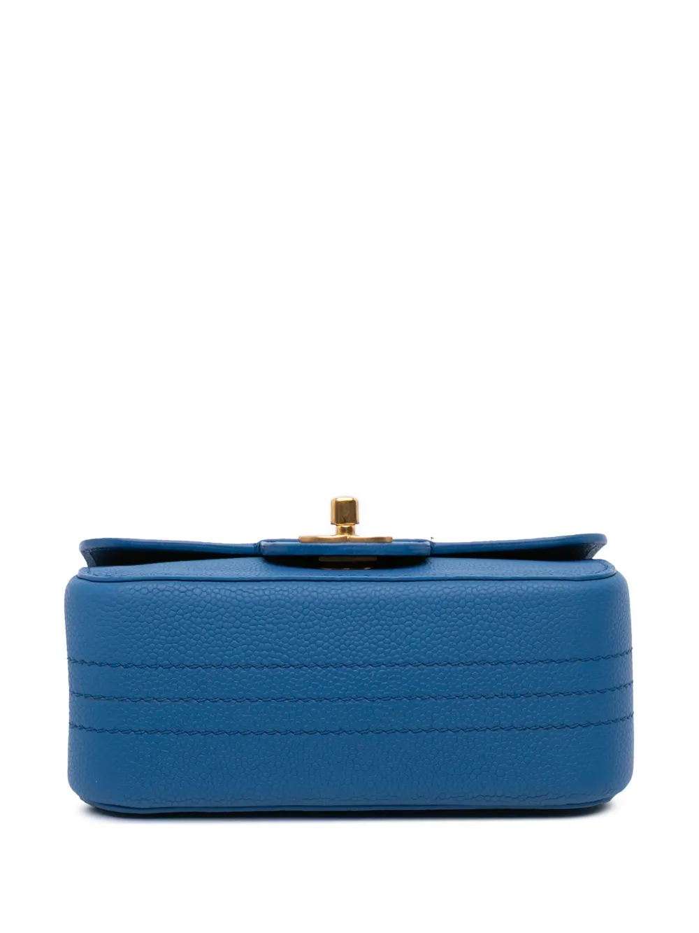 Pre-owned Chanel 2017-2018 Mini Classic Caviar Pure Flap Shoulder Bag In Blue