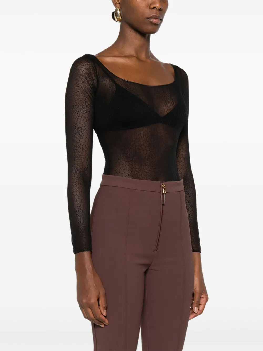 Elisabetta Franchi Body met lange mouwen Zwart