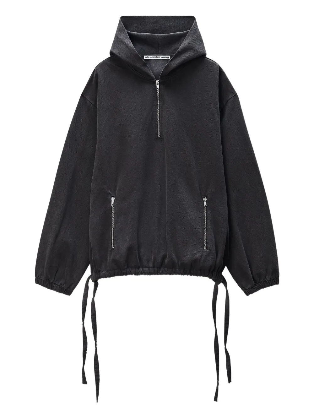 Alexander Wang half-zip drawstring-waist hoodie | Black | Image 1