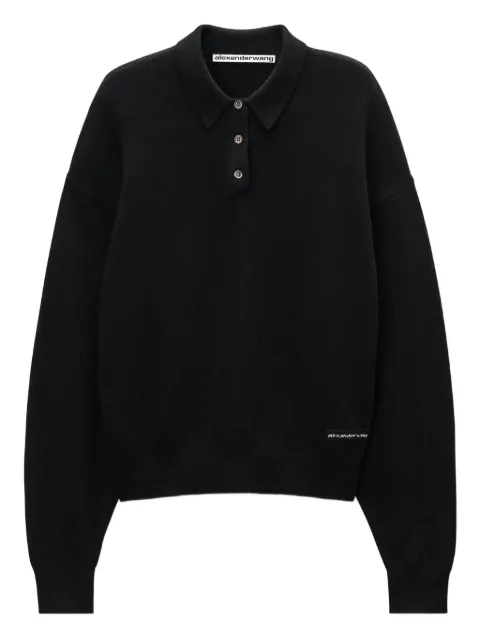 Alexander Wang logo-patch long-sleeve polo shirt