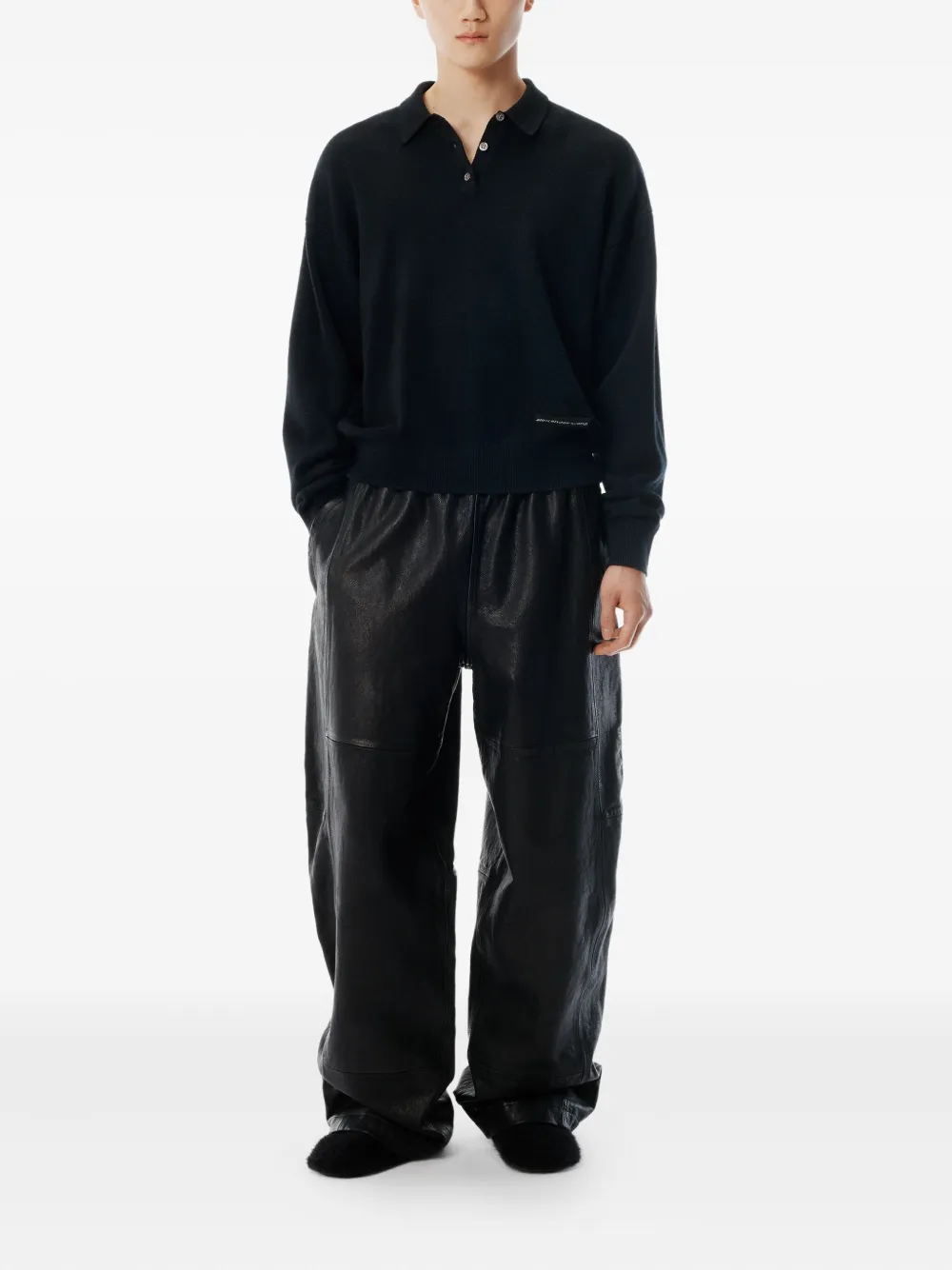 Alexander Wang logo-patch long-sleeve polo shirt | Women | Image 2